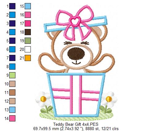 Teddy Bear in a Gift Box - Aplique