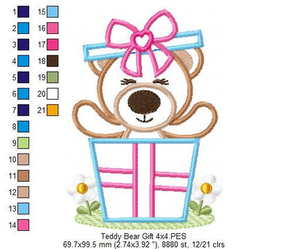 Teddy Bear in a Gift Box - Aplique