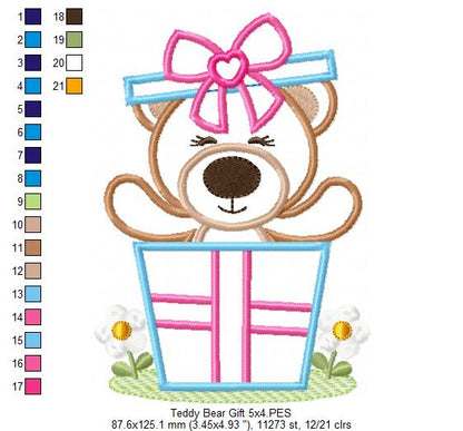 Teddy Bear in a Gift Box - Aplique
