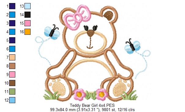 Teddy Bear Girl - Applique