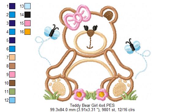 Teddy Bear Boy and Girl - Applique - Sey of 2 designs