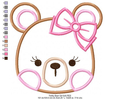 Teddy Bear Face Girl and Boy - Applique - Set of 2 designs