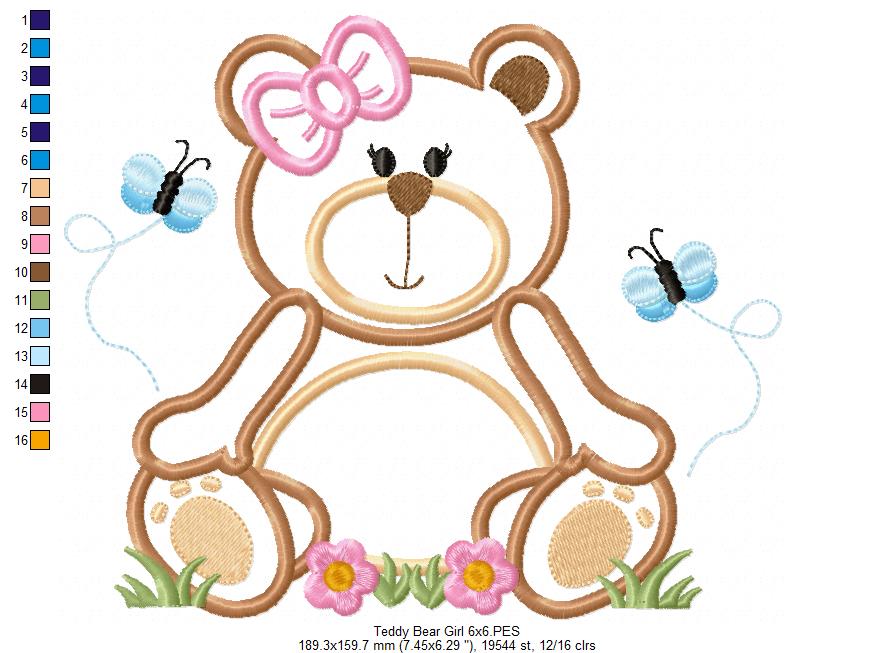Teddy Bear Girl - Applique