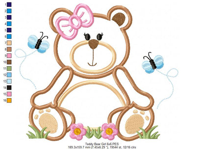 Teddy Bear Girl - Applique