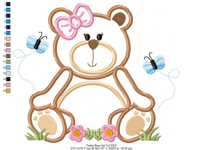 Teddy Bear Girl - Applique