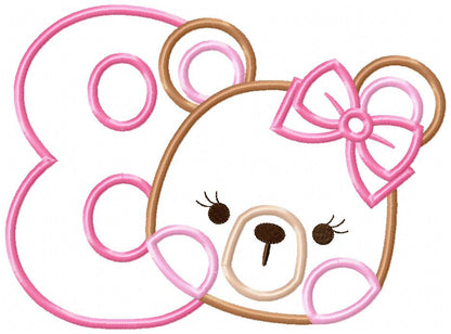 Sweet Teddy Girl Birthday Numbers – Appliqué – Machine Embroidery Design