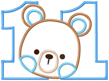 Teddy Bear Boy Number Eleven 11 Elenth Birthday - Applique