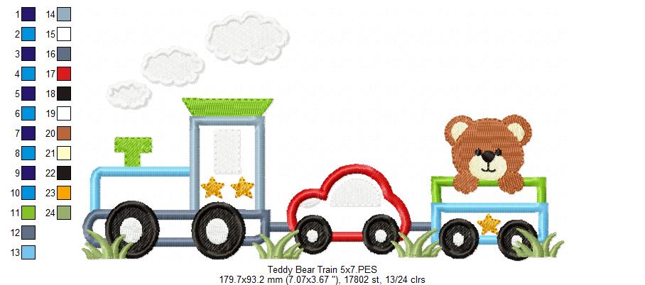 Teddy Bear Train - Applique