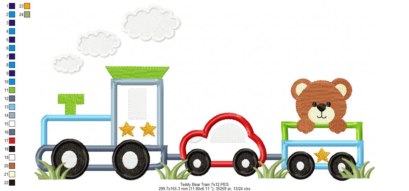 Teddy Bear Train - Applique