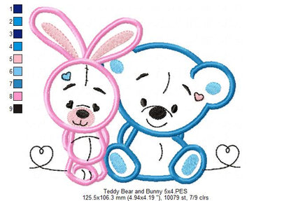 Teddy Bear and Bunny - Applique