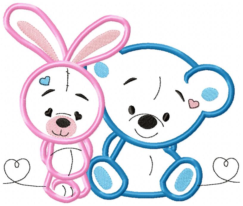 Teddy Bear and Bunny - Applique