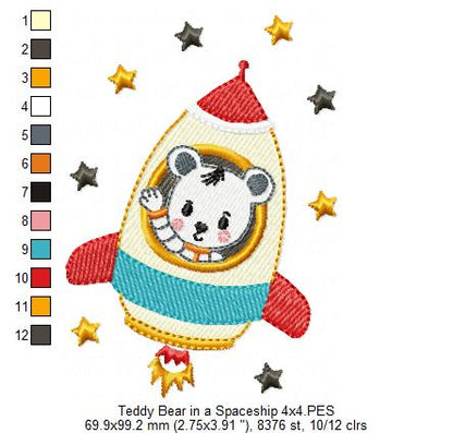 Teddy Bear in a Spaceship - Fill Stitch
