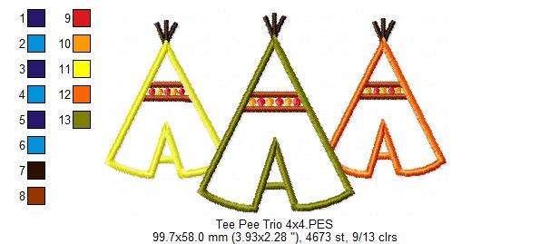 Tee Pee Trio - Applique