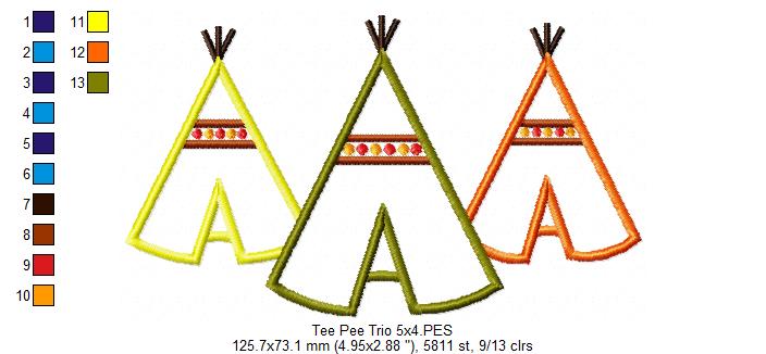 Tee Pee Trio - Applique
