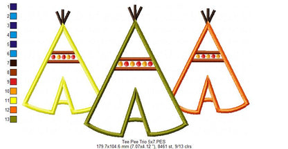 Tee Pee Trio - Applique