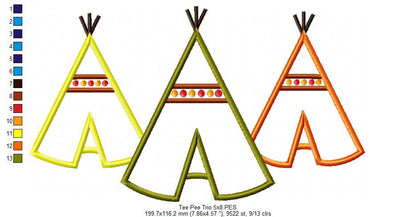 Tee Pee Trio - Applique