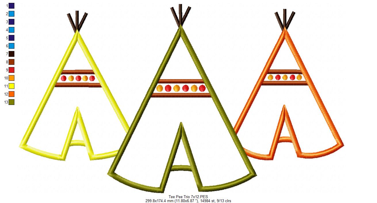 Tee Pee Trio - Applique