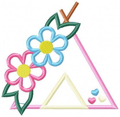 Tee Pee with Flowers - Applique
