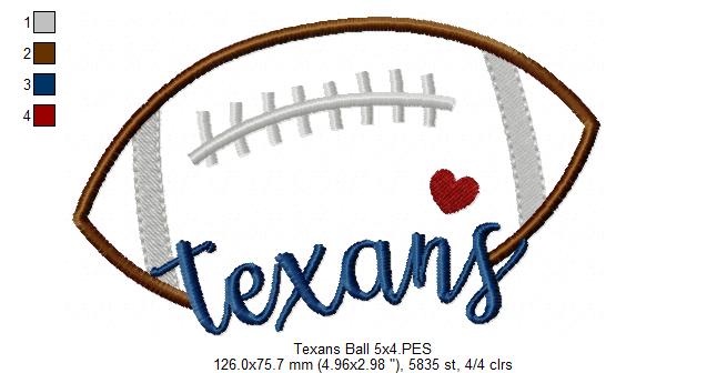 Texans Football Satin Stitch – Machine Embroidery Design
