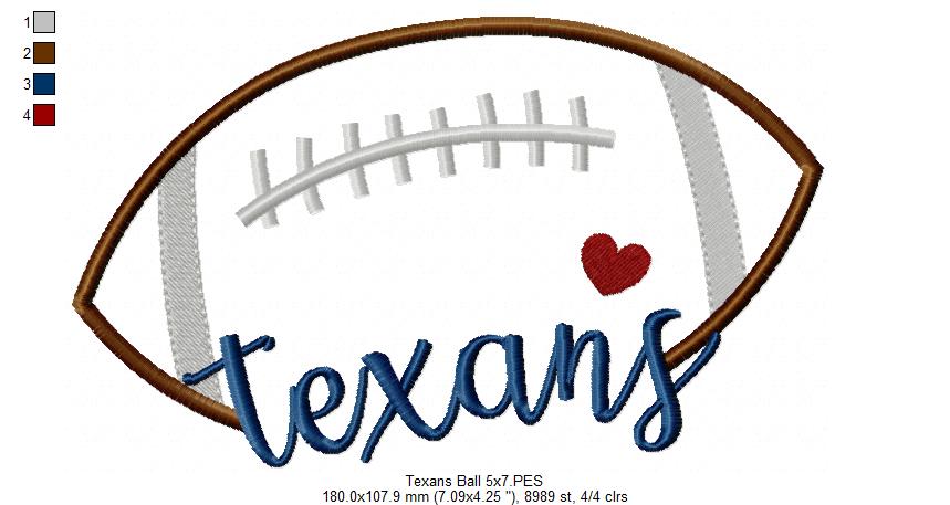Texans Football Satin Stitch – Machine Embroidery Design