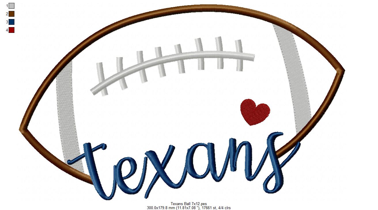 Texans Football Satin Stitch – Machine Embroidery Design