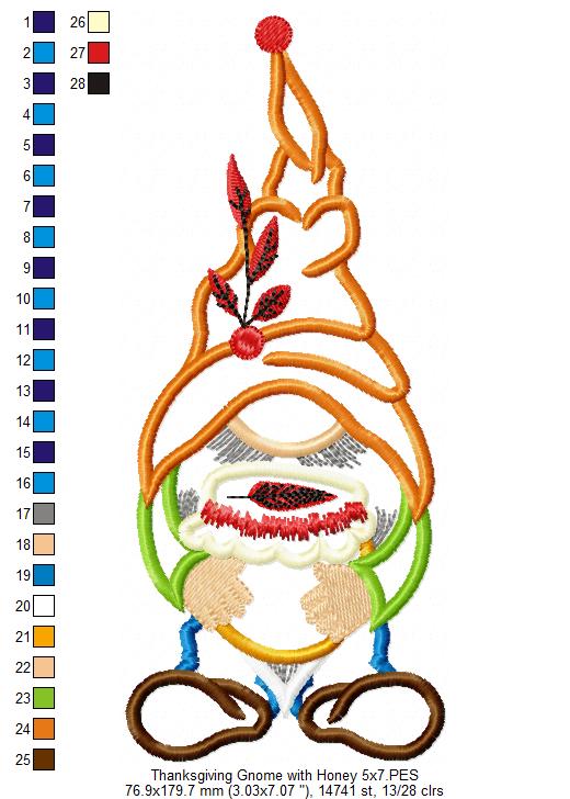Thanksgiving Gnome with Honey - Applique