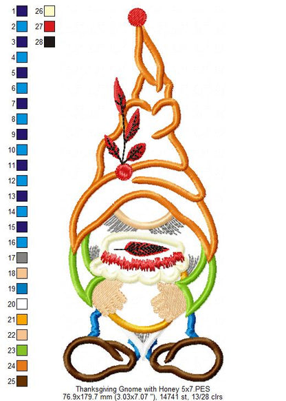 Thanksgiving Gnome with Honey - Applique