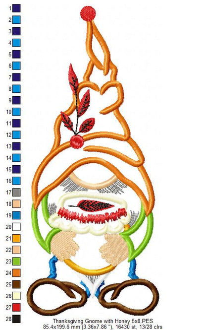 Thanksgiving Gnome with Honey - Applique