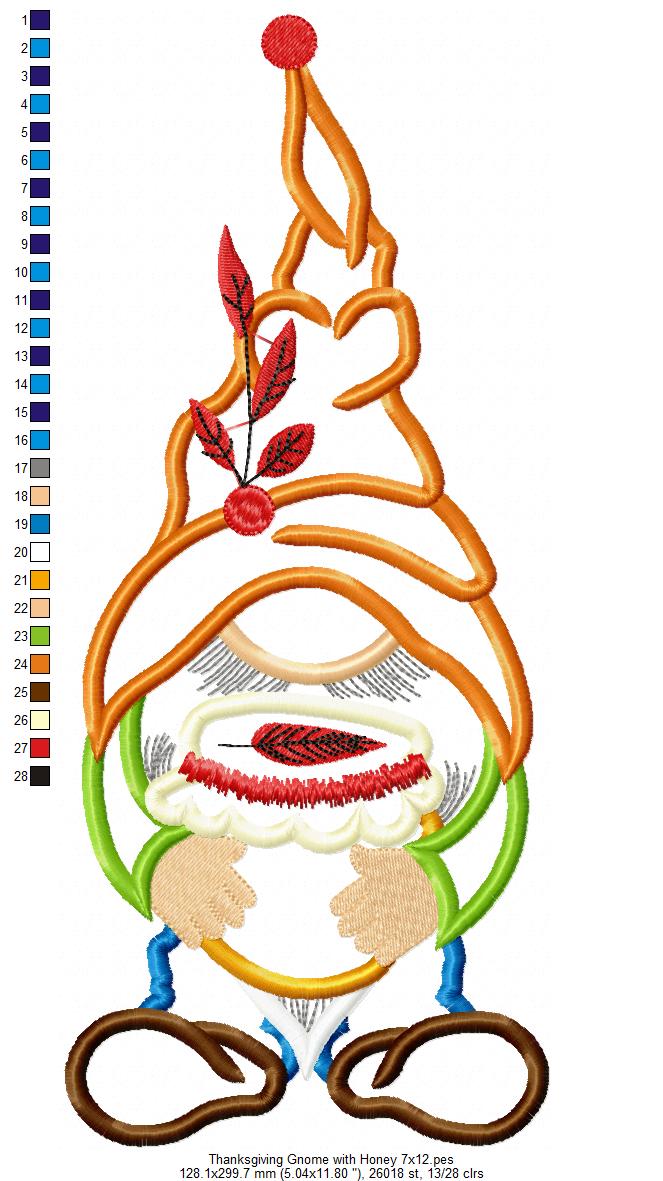 Thanksgiving Gnome with Honey - Applique