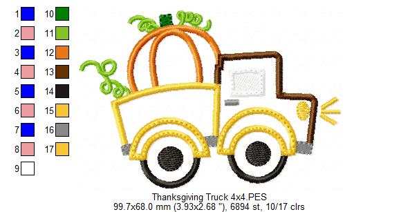 Thanksgiving Pumpkin Truck - Applique