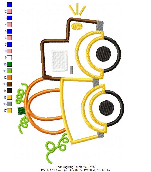 Thanksgiving Pumpkin Truck - Applique