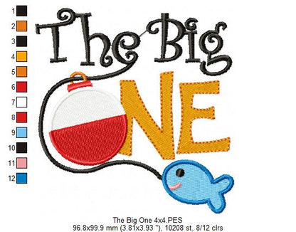 The Big One Birthday Fish - Fill Stitch Embroidery