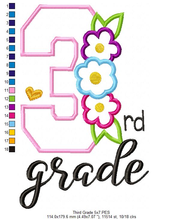 3rd Grade Flowers - Applique