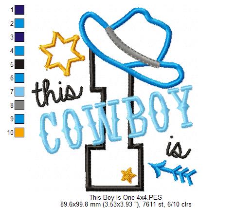 This Cowboy is 1 One First Birthday Number 1 - Applique