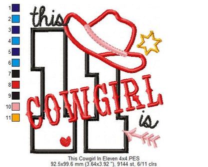 This Cowgirl is 11 Eleven 11th Eleventh Birthday Number 11 - Applique