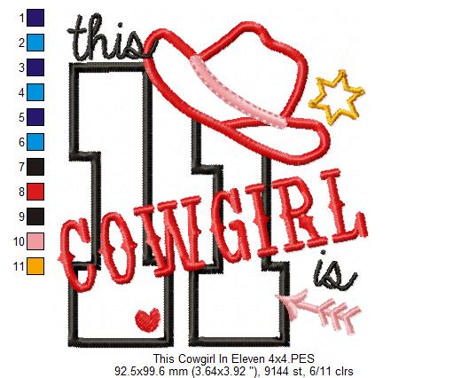 This Cowgirl is 11 Eleven 11th Eleventh Birthday Number 11 - Applique