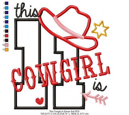 This Cowgirl is 11 Eleven 11th Eleventh Birthday Number 11 - Applique
