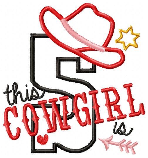 This Cowgirl is 5 Five 5th Fifth Birthday Number 5 - Applique