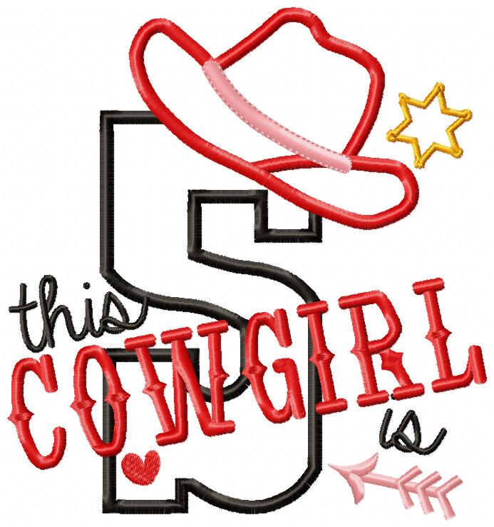 This Cowgirl is 5 Five 5th Fifth Birthday Number 5 - Applique