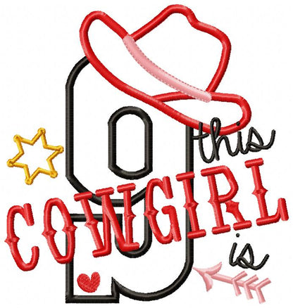 This Cowgirl is 9 Nine 9th Nineth Birthday Number 9 - Applique