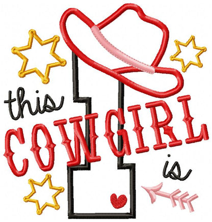 This Cowgirl is 1 One First Birthday Number 1 - Applique