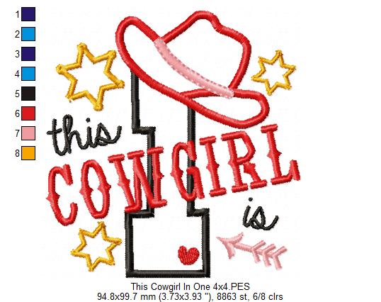 This Cowgirl is 1 One First Birthday Number 1 - Applique