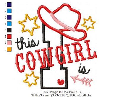 This Cowgirl is 1 One First Birthday Number 1 - Applique