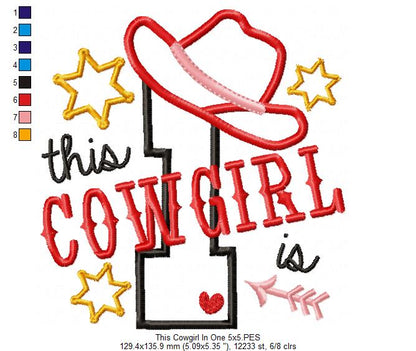 This Cowgirl is 1 One First Birthday Number 1 - Applique