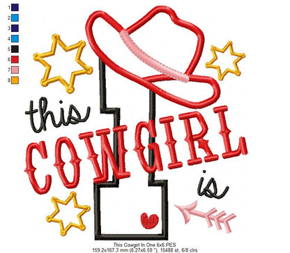 This Cowgirl is 1 One First Birthday Number 1 - Applique