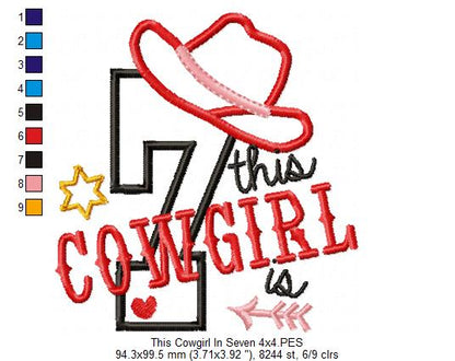 This Cowgirl is 7 Seven 7th Seventh Birthday Number 7 - Applique