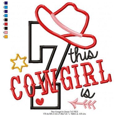 This Cowgirl is 7 Seven 7th Seventh Birthday Number 7 - Applique