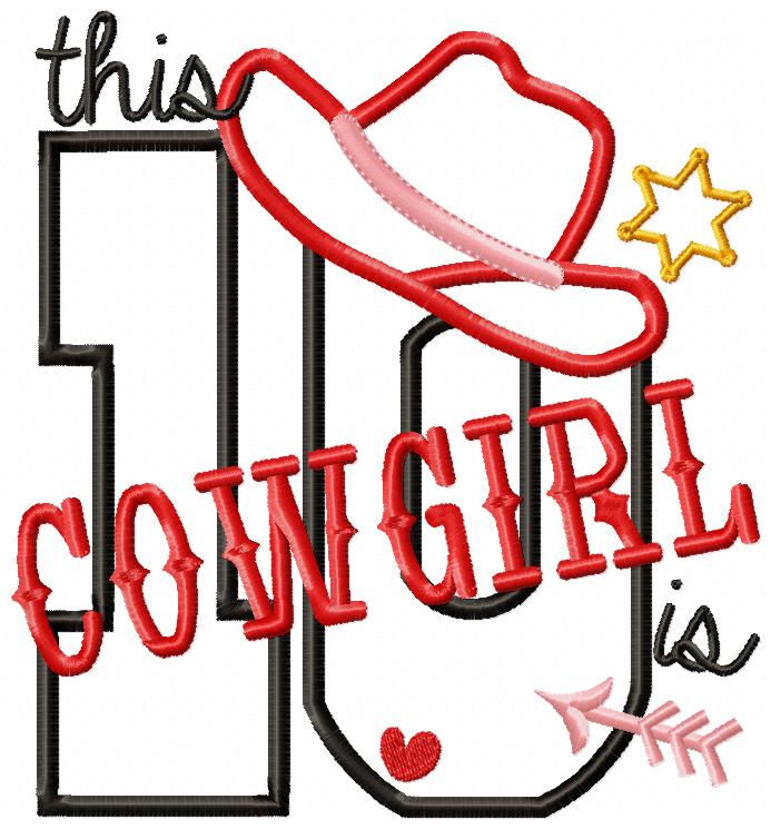 This Cowgirl is 10 Ten 10th Tenth Birthday Number 10 - Applique
