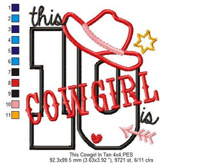 This Cowgirl is 10 Ten 10th Tenth Birthday Number 10 - Applique