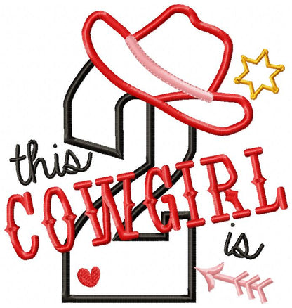 This Cowgirl is 2 Two Second Birthday Number 2 - Applique